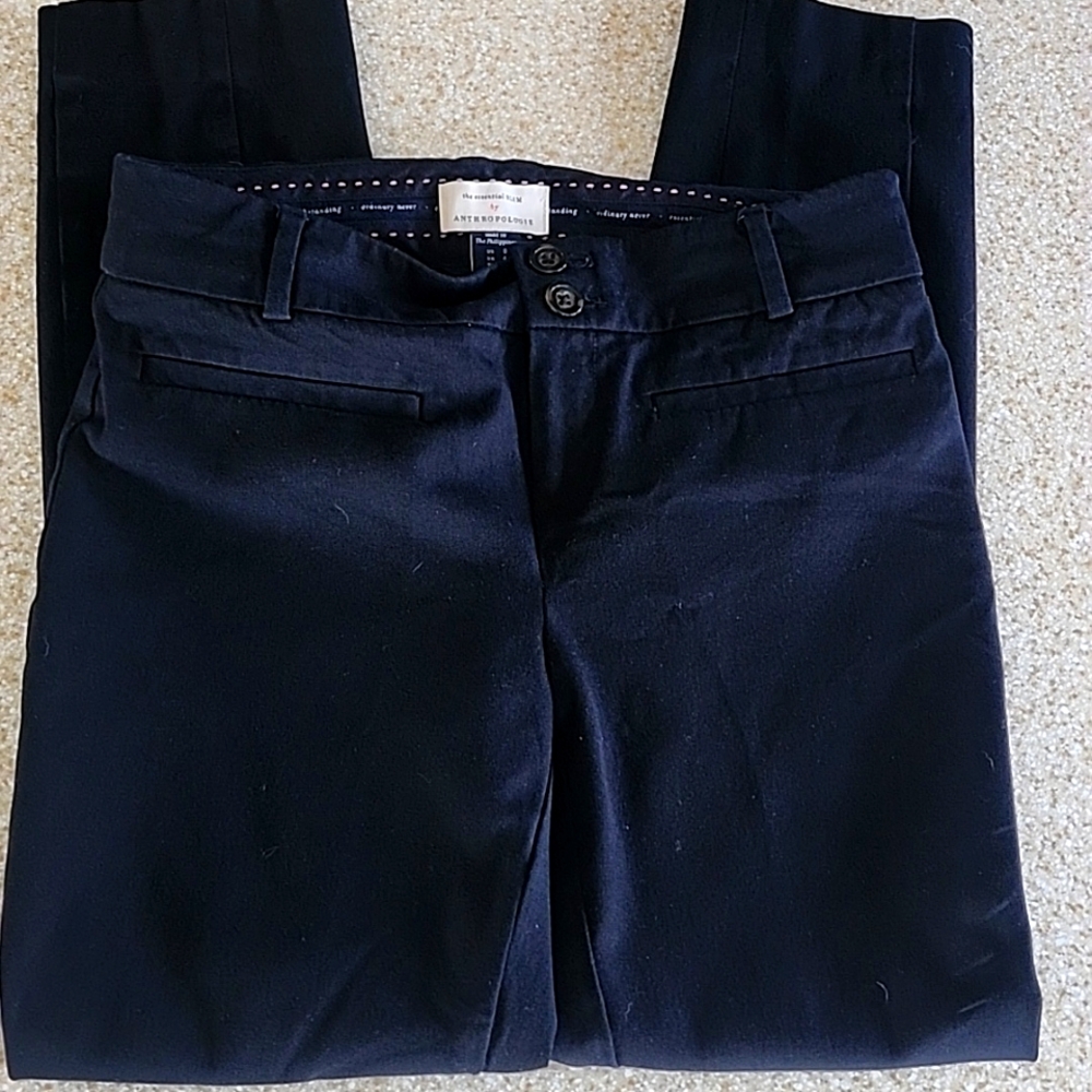 Anthropologie The Essential Slim Black Trousers Size 0 - Picture 5 of 16